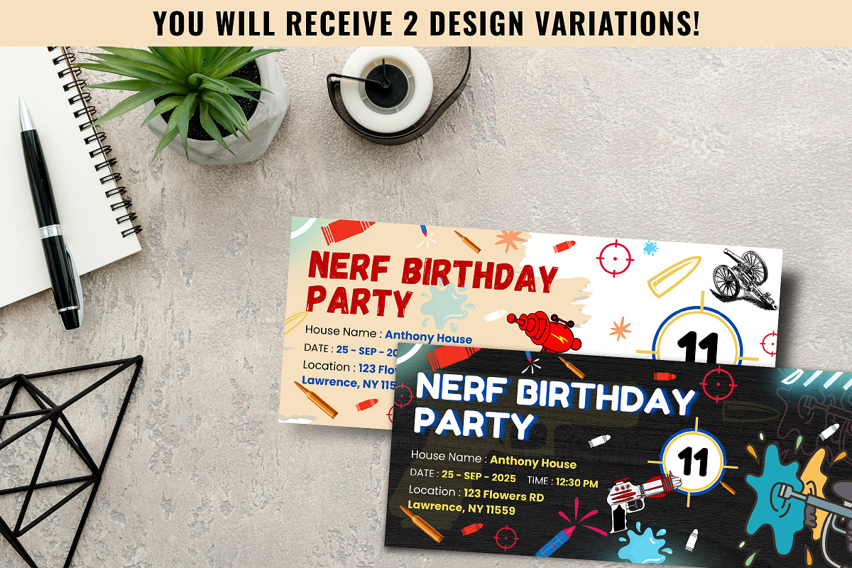 Nerf Birthday Invitation Ticket Temp, an Invitation Template by Snapybiz (Photo 6 of 11)