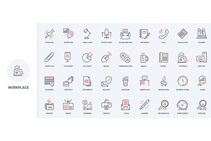 Office workers workplace icons, a Technology Illustration by Lemberg Vector