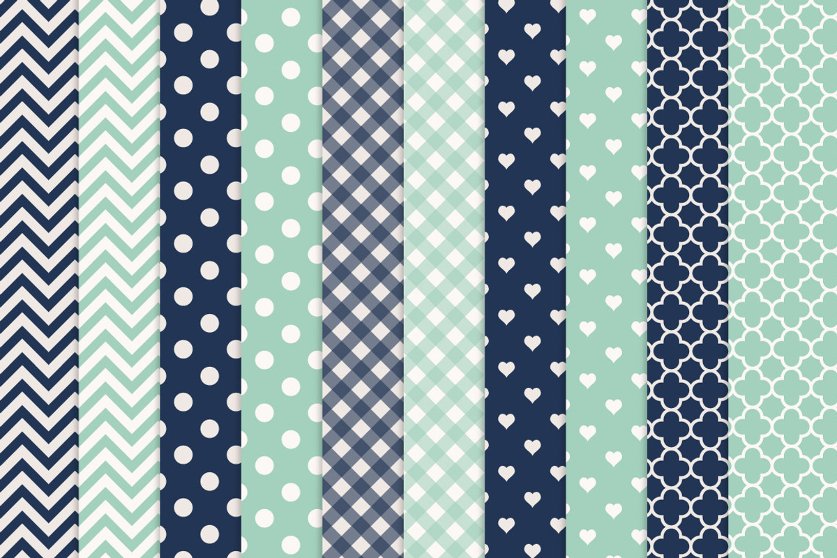 Navy & Mint Elephant Clipart, an Illustration by Amanda Ilkov (Photo 3 of 3)
