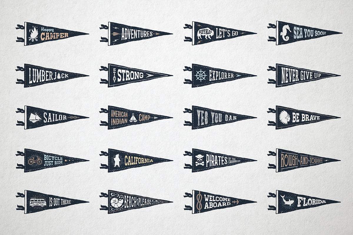 Pennant Flags. 20 Hand Drawn Badges, a Branding & Logo Template by Cosmic Store (Photo 3 of 4)