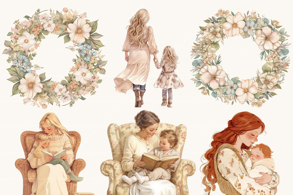 Watercolor Mother & Child Clipart, a Person Illustration by Design Scotch (Photo 2 of 7)