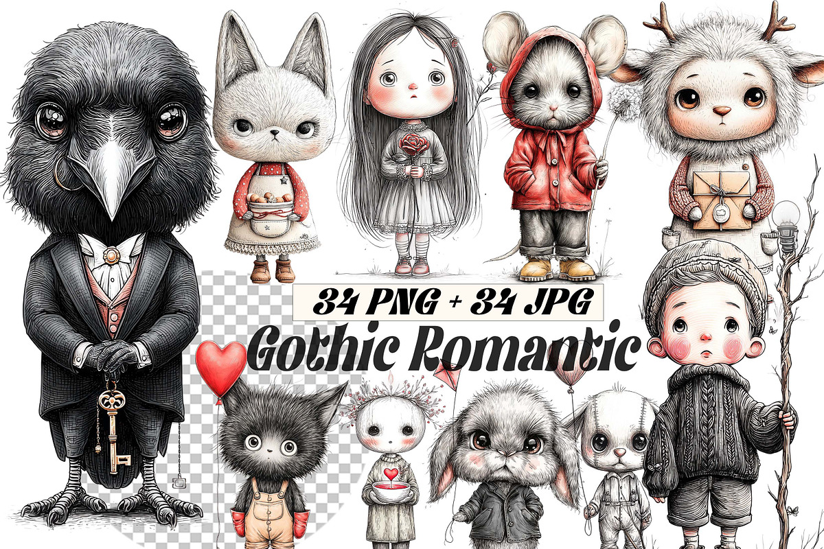 Gothic Romantic Valentines Day PNG, an Illustration by one-touch (Photo 1 of 13)