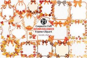 Coquette Fall Autumn Halloween Frame, an Illustration by Canvas Craft