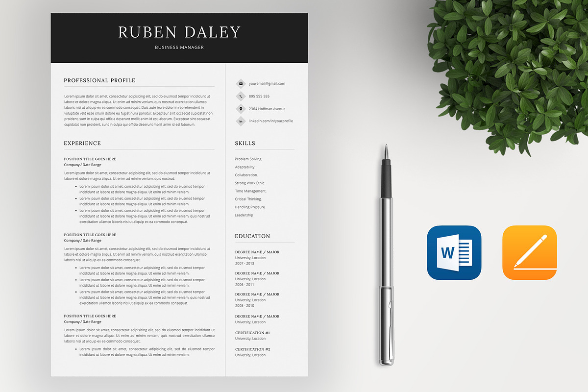 Resume Template / CV / 4 Peges, a Resume Template by SalientResume (Photo 2 of 5)