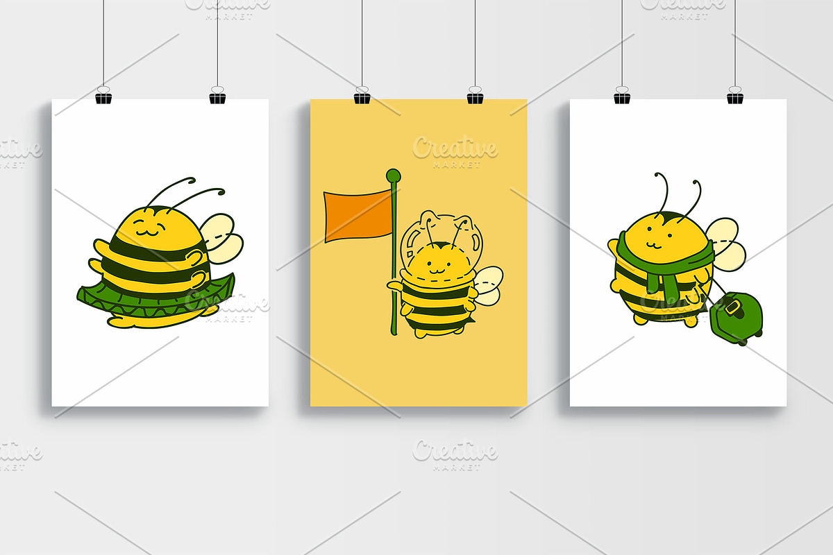 Cartoon bumblebees characters, an Illustration by Red_cat (Photo 2 of 10)