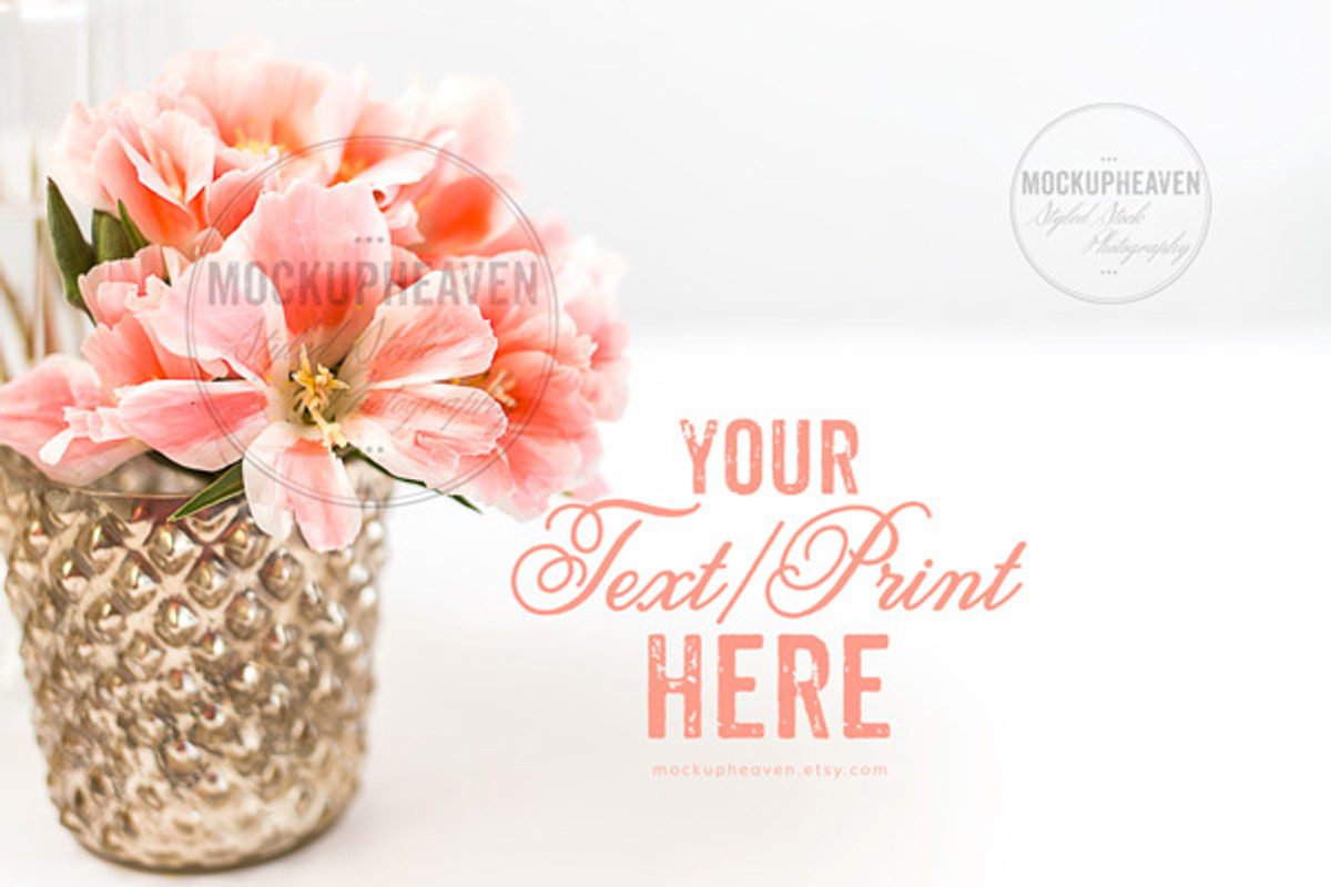 Pink Gold Stock, Table Card Mockup, a Print Template by MockUpHeaven