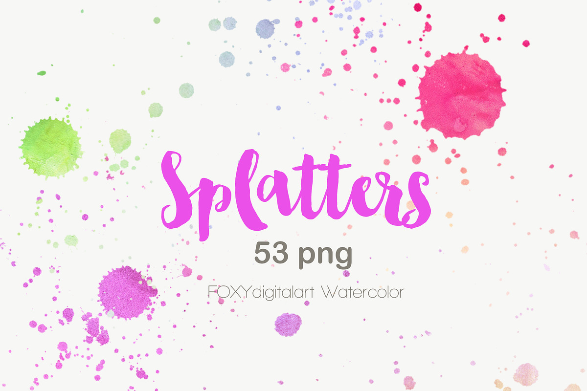 Watercolor splatters paint splashes, a Texture Graphic by FOXYdigitalart (Photo 8 of 12)