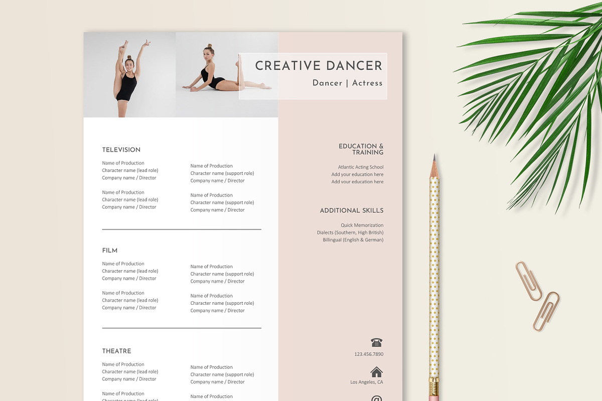 Resume Template for Actors, Dancers, a Resume Template by Stanin Studio (Photo 3 of 10)