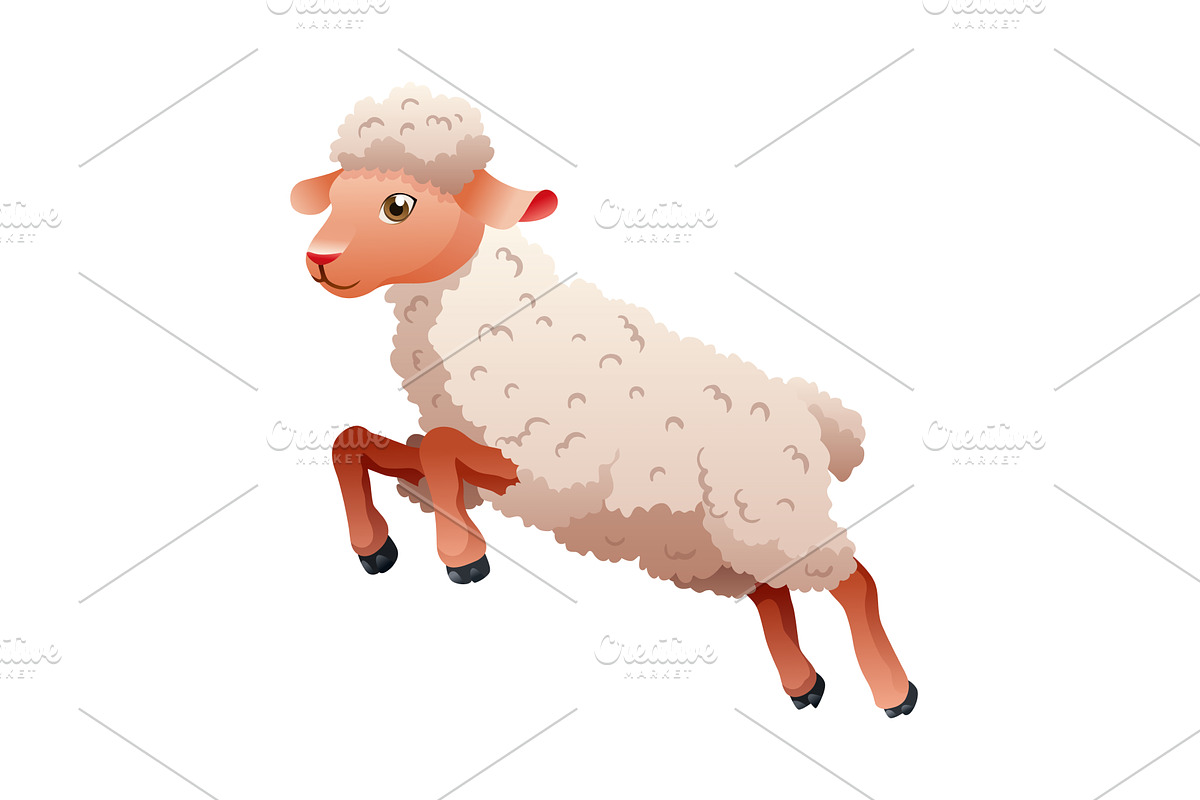 Small cartoon sheep. Lamb flat, an Animal Illustration by the8monkey