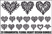 Floral Heart Silhouette Set, an Illustration by Gfx_Store (Thumbnail 1 of 21)