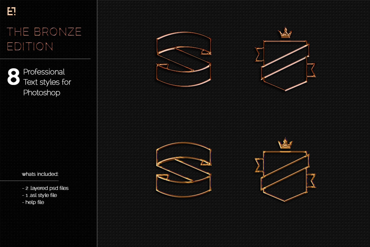 Bronze Photoshop Layer Styles, a Layer Style Add-On by Egotype (Photo 4 of 4)