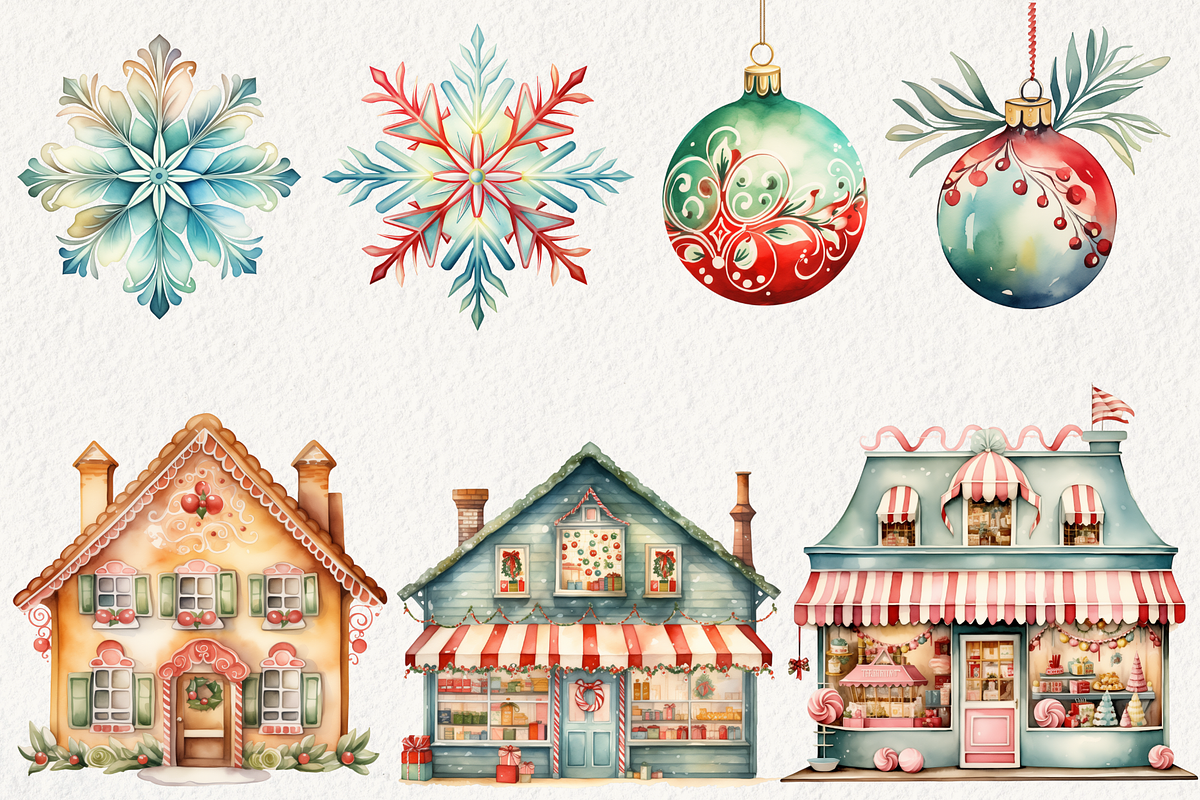 Retro 50's Christmas Clipart, an Illustration by NadiaTheronArt (Photo 3 of 5)