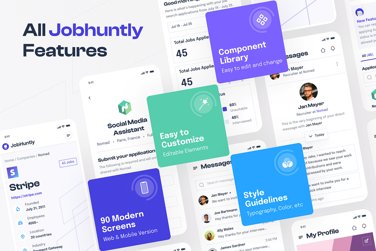 Jobhuntly  Job Board & Portal UI Kit, an UI Kit Template by dhuhacreative (Photo 3 of 9)