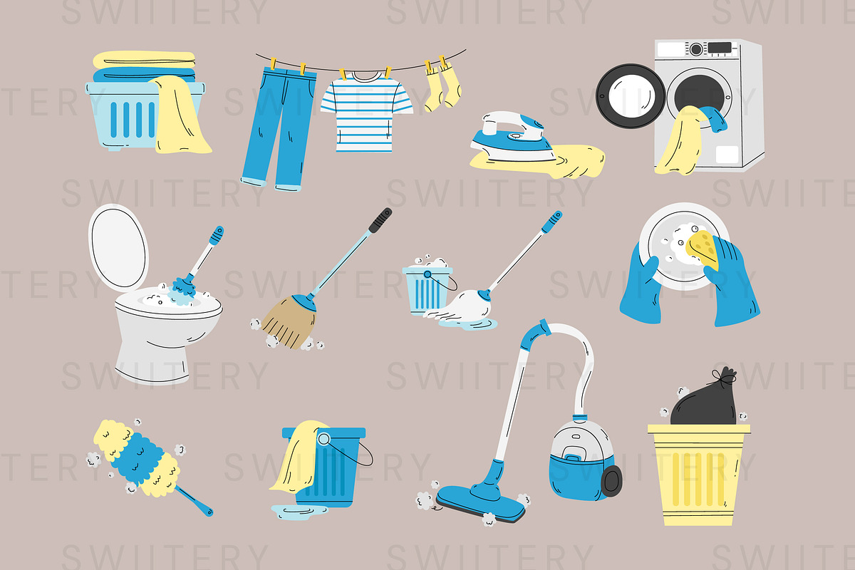 House Cleaning Clipart - Swiitery, an Object Illustration by Iconixar & Friends (Photo 2 of 2)