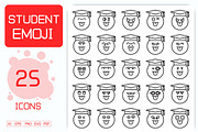 Student Line Emoticons Set, an Outline Icon by Designfour (Thumbnail 1 of 7)