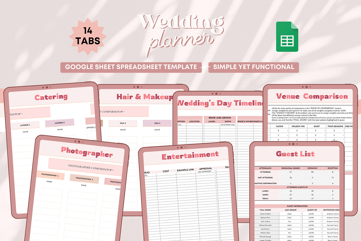 Spreadsheet Wedding Planner Template, a Templates & Theme by bellaROSEworkshop (Photo 5 of 6)