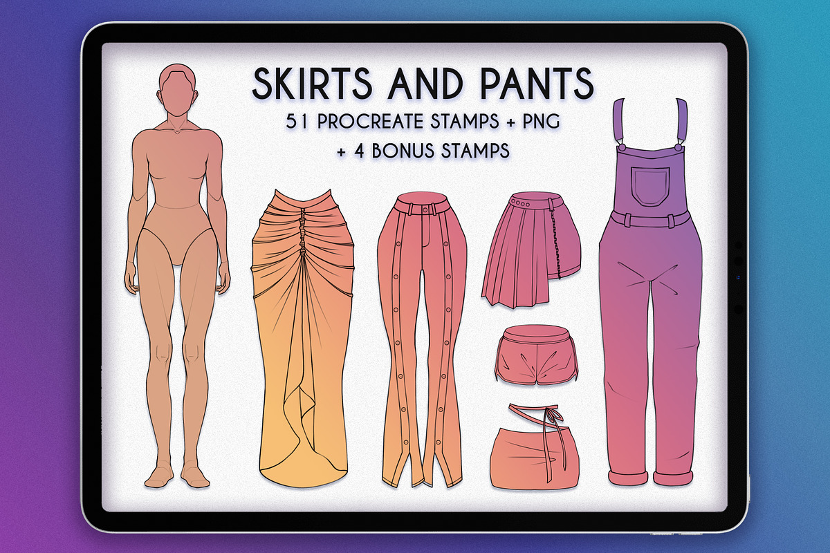 55 Procreate Skirts and Pants Stamps, a Brush Add-On by SmuffizStudio (Photo 1 of 3)