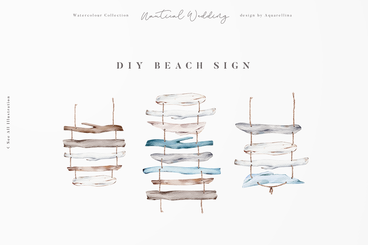 Nautical Beach Wedding Illustrations, a Decorative Illustration by Aquarellina (Photo 10 of 34)