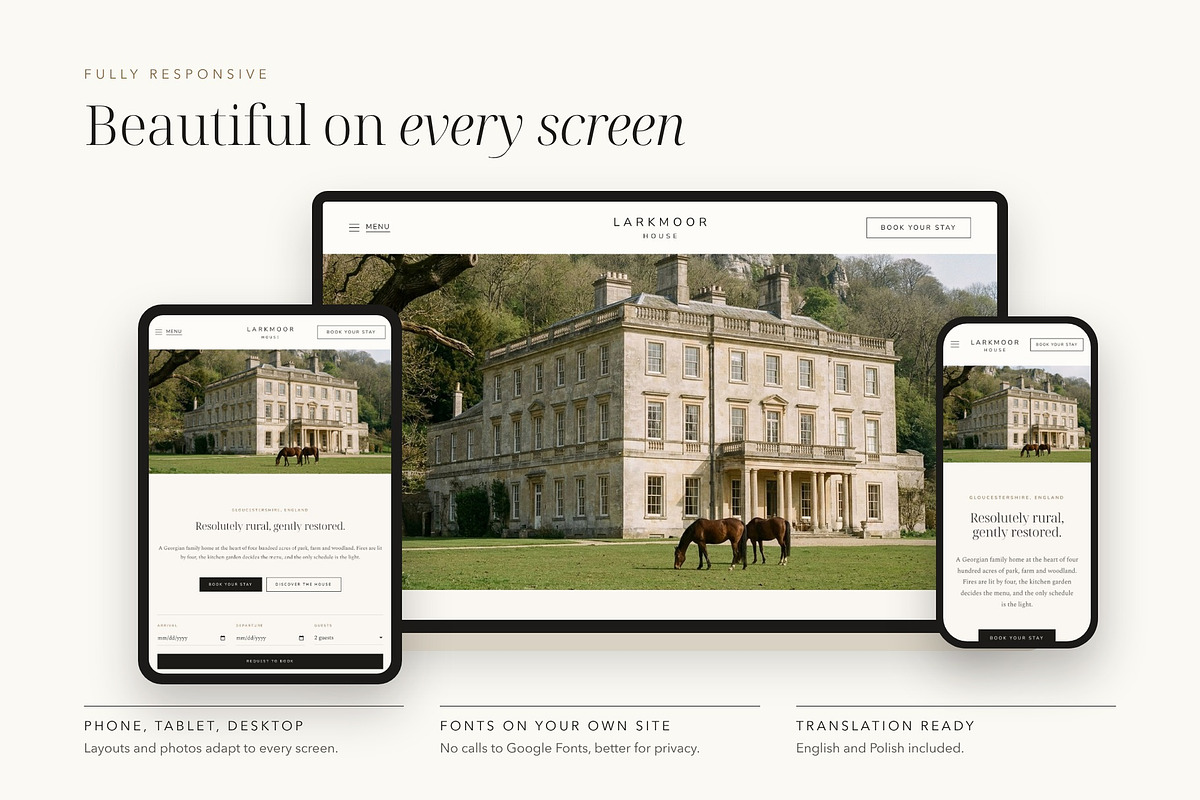 Larkmoor Luxury Hotel Theme, a WordPress Template by Tomasz Ganclerz (Photo 2 of 19)