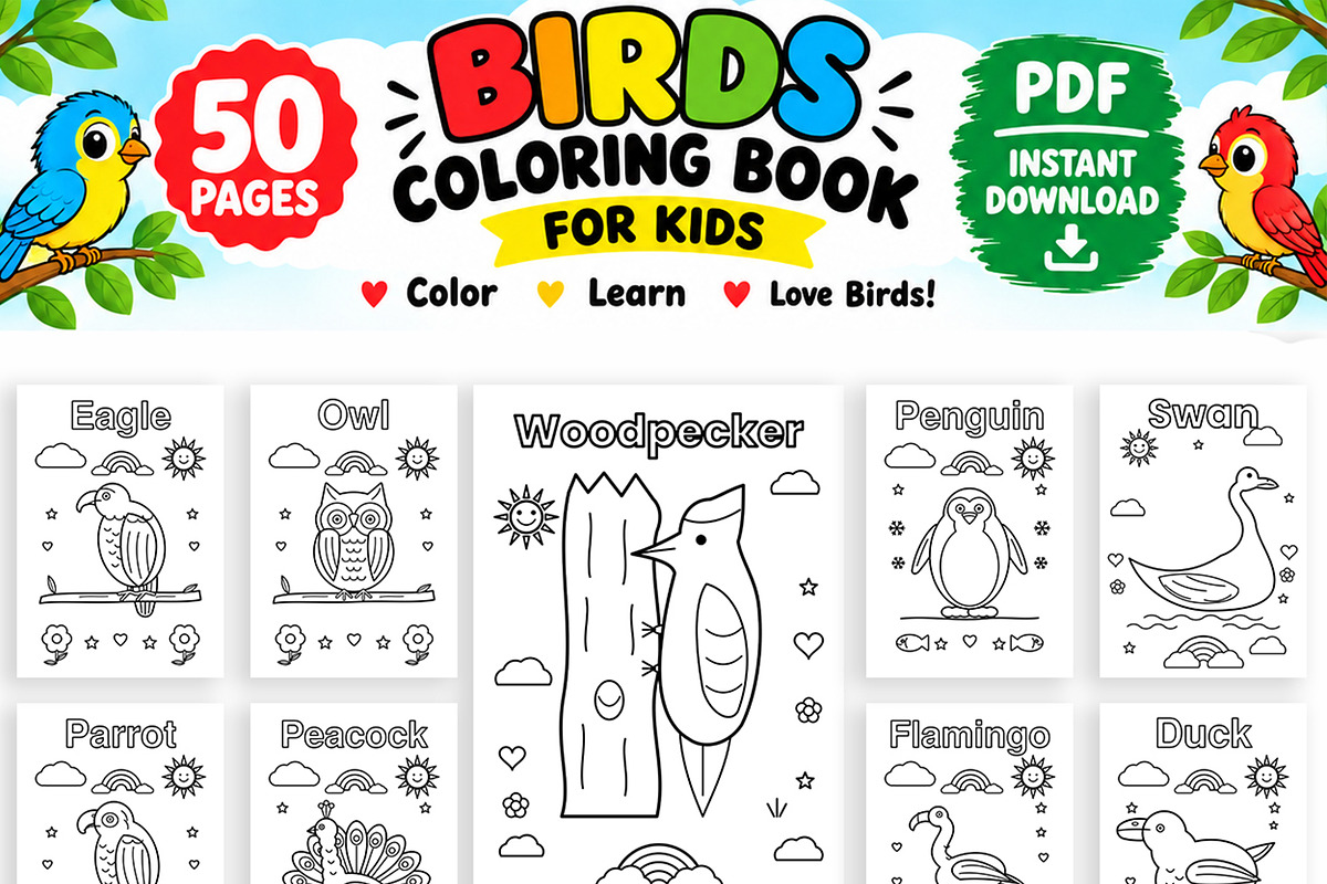 50 Pages Animal Coloring Book Kids, an Education Illustration by Mohammad Sarfaraz (Photo 14 of 15)