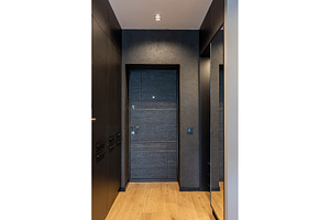 Modern dark hallway interior with, an Architecture Photo by wip3out