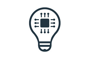 Light bulb containing microchip, a Technology Illustration by Aimagenarium@gmail.com