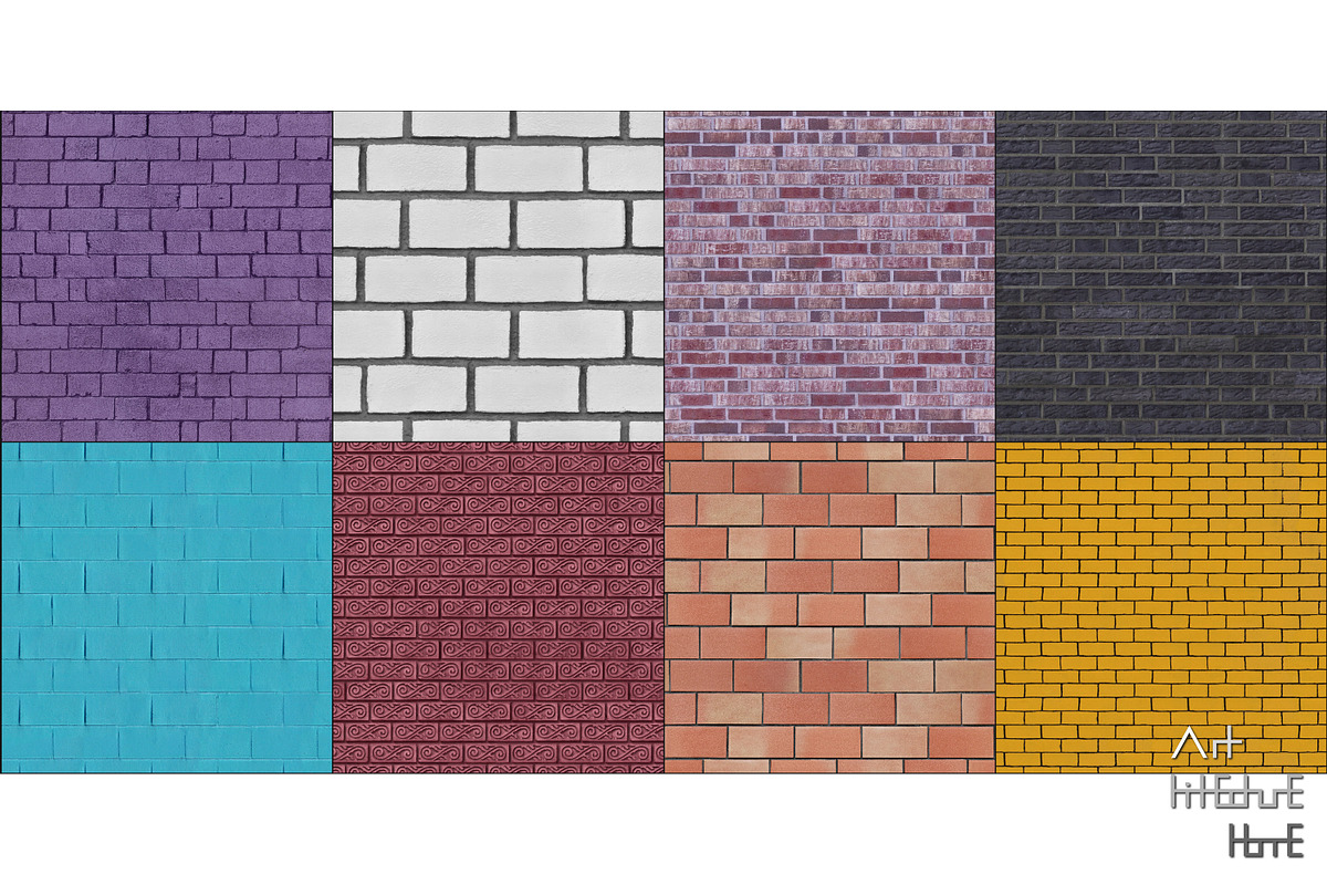 8 Seamless Brick Textures - Colorful, a Texture Graphic by Arthitecture ...
