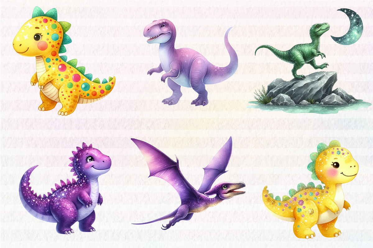 Watercolor Paleontology Dinosaur, an Illustration by CreationArt (Photo 4 of 5)