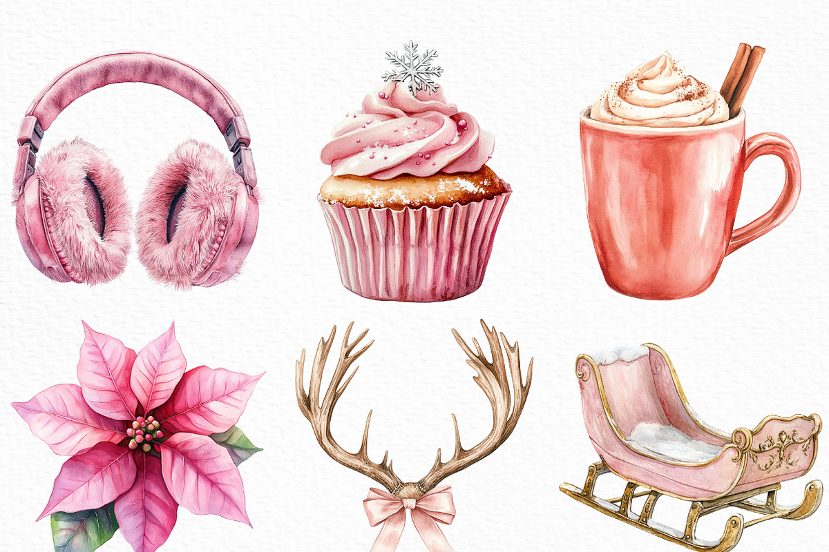 Watercolor Blush Winter Clip Art, an Illustration by Craft Nest (Photo 5 of 6)