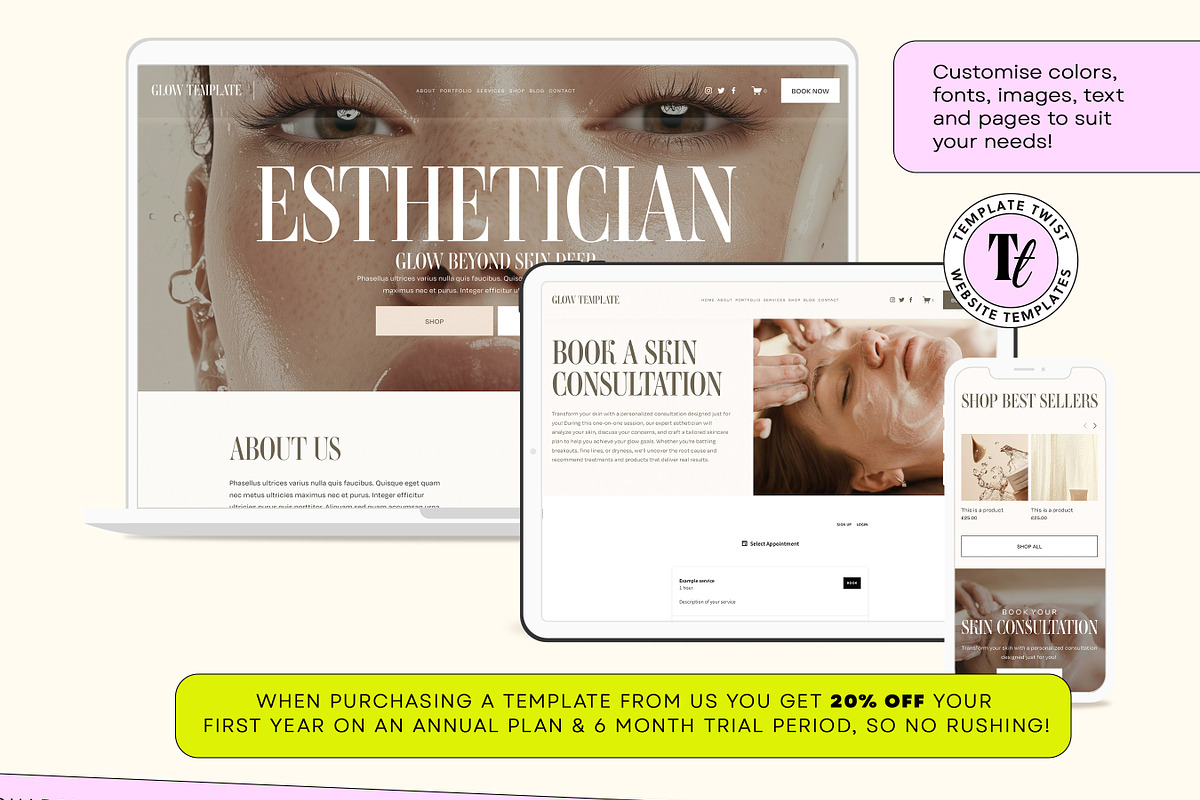 Esthetician Website Template, a Squarespace Template by Template Twist Shop (Photo 7 of 10)