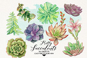 Watercolor Pretty Succulents, an Illustration by Graphobia (Thumbnail 2 of 10)
