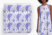 flowers and birds watercolor pattern, a Pattern Graphic by MitrushovaArt (Thumbnail 6 of 7)