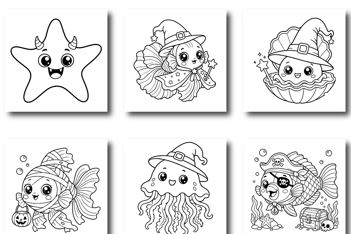 Halloween Cutie Ocean Animals Color, a Seasonal Illustration by Design Zone (Photo 5 of 5)