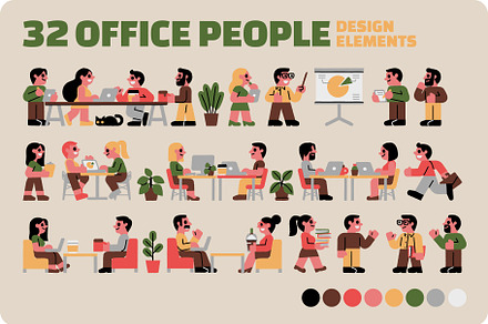 32 Office People Design Elements