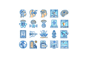 future techology digita modern icons, an Object Illustration by pikepicture
