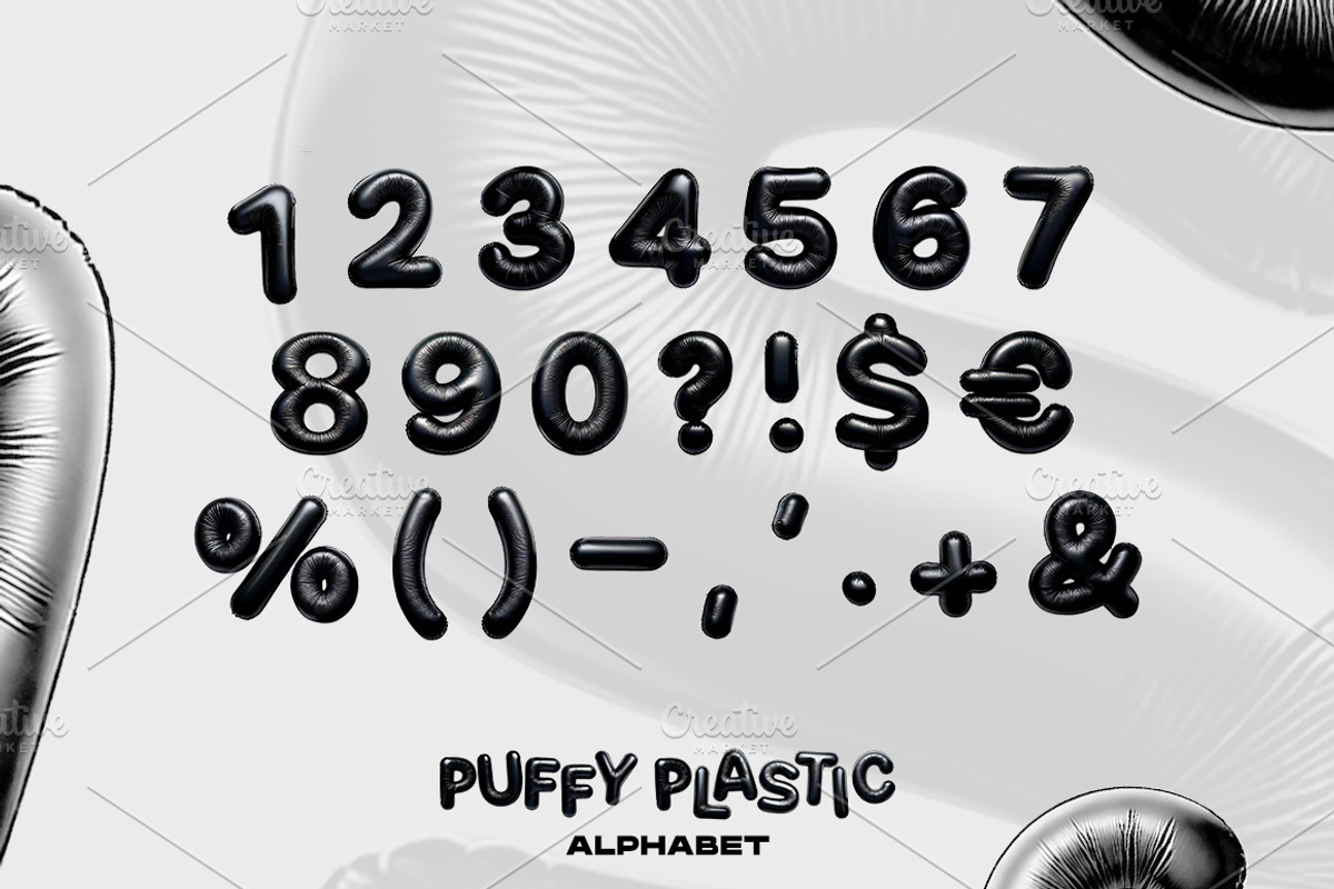 Puffy Plastic alphabet font, a Font by Sonnyfive (Photo 7 of 7)