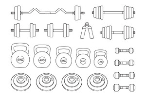 Fitness equipment outline, an Object Illustration by Saba Vector