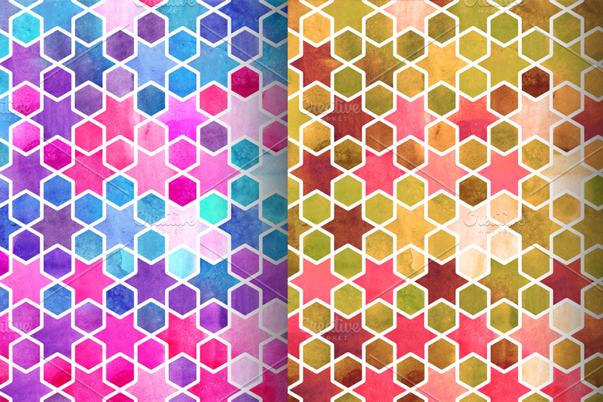 Watercolor Moroccan Patterns, a Pattern Graphic by Vavavka (Photo 7 of 8)