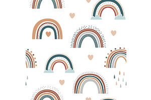 Cute Boho Rainbow seamless pattern, an Illustration by Toltemara