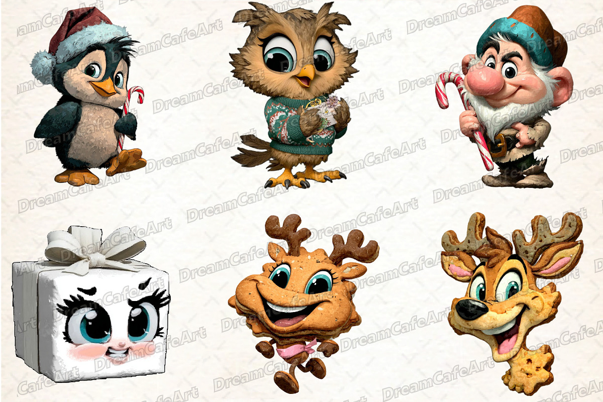 Funny Christmas  Clipart, an Illustration by DreamCafeArt (Photo 3 of 8)