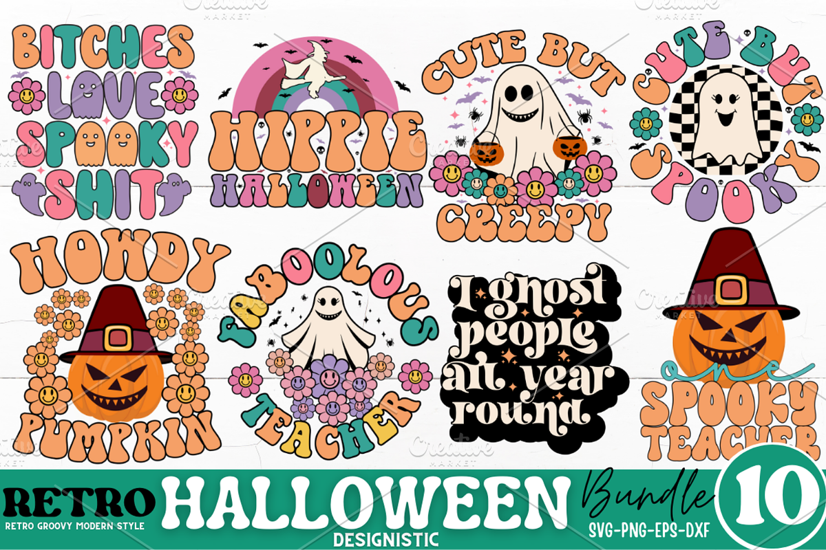 Mega Retro Halloween SVG Bundle, an Object Graphic by Design's Dark (Photo 6 of 9)