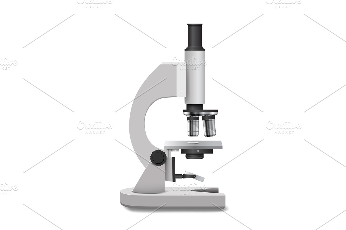 medical optical white microscope, an Illustration by piter.goskov