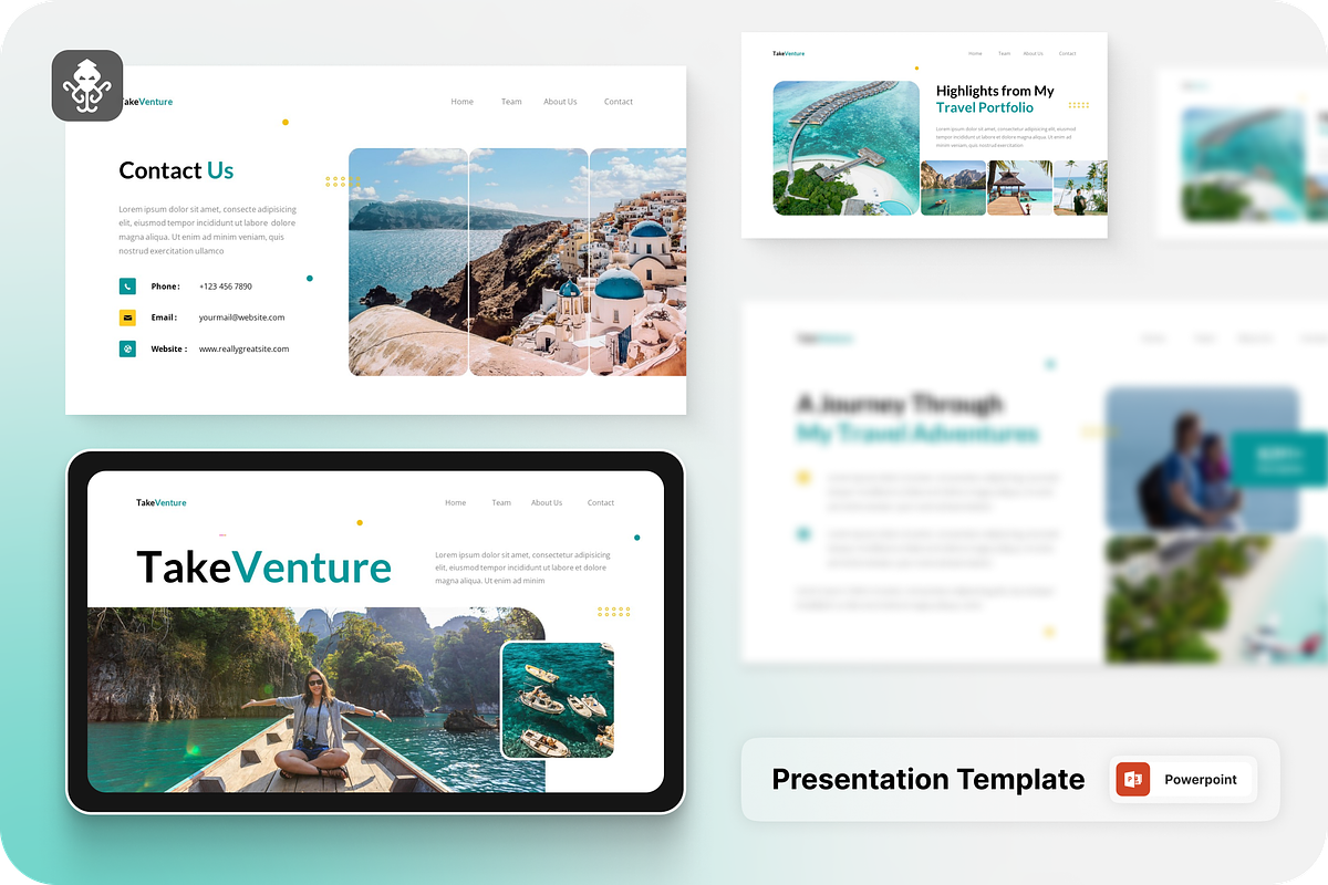 Travel & Adventure PowerPoint, a Presentation Template by SquidPixey (Photo 1 of 6)