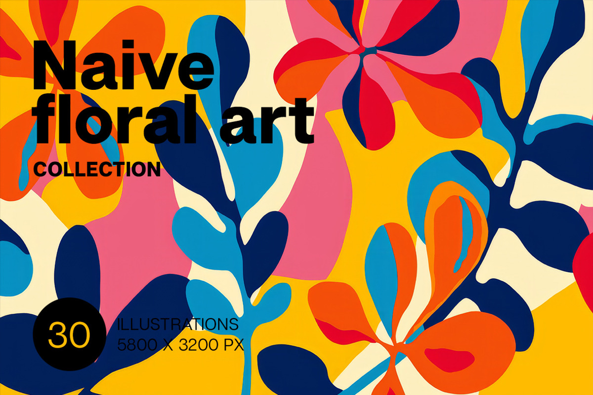 Naive floral art. 30 images, a Decorative Illustration by Handmadefont (Photo 1 of 10)
