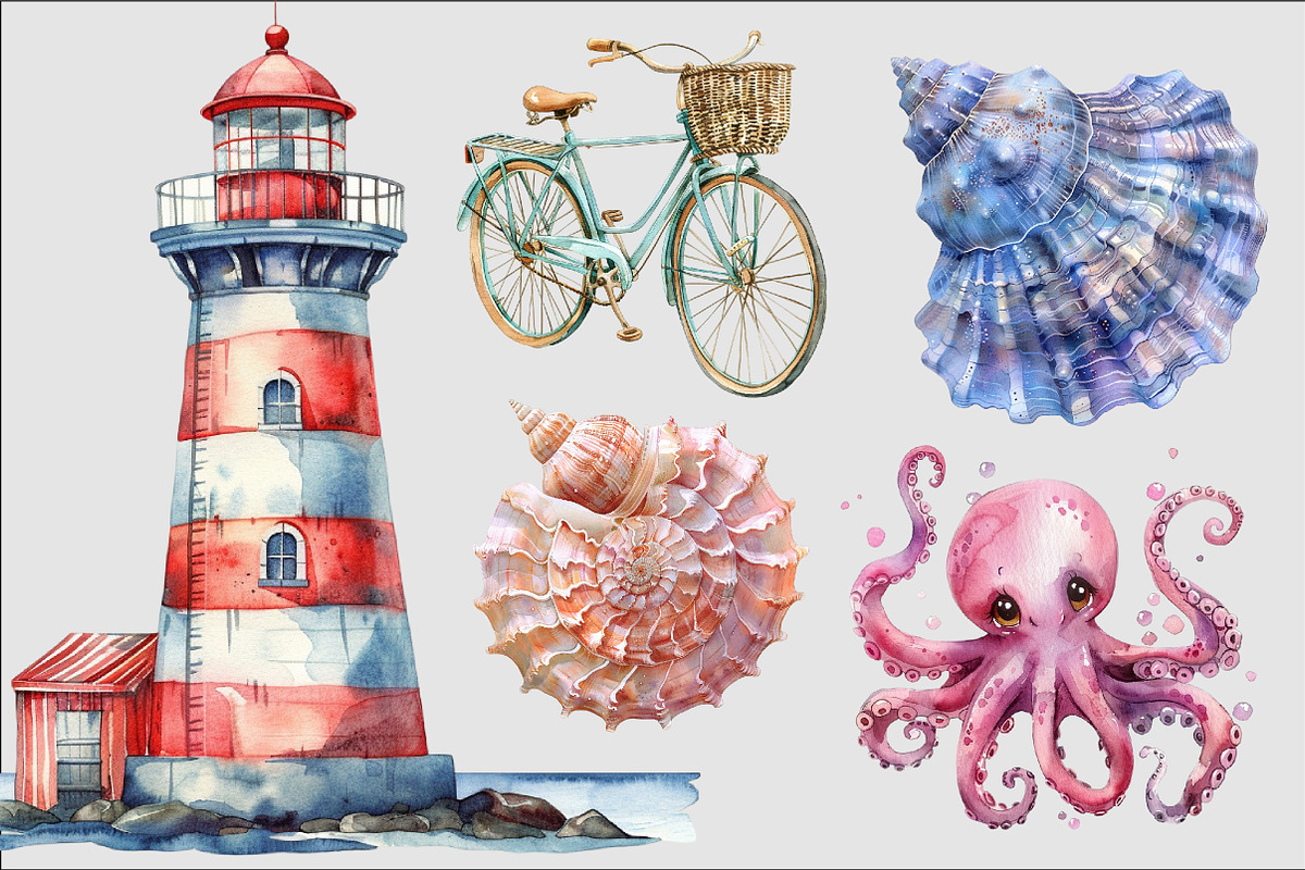 Watercolor Summer Clipart, an Illustration by Design Market (Photo 4 of 5)