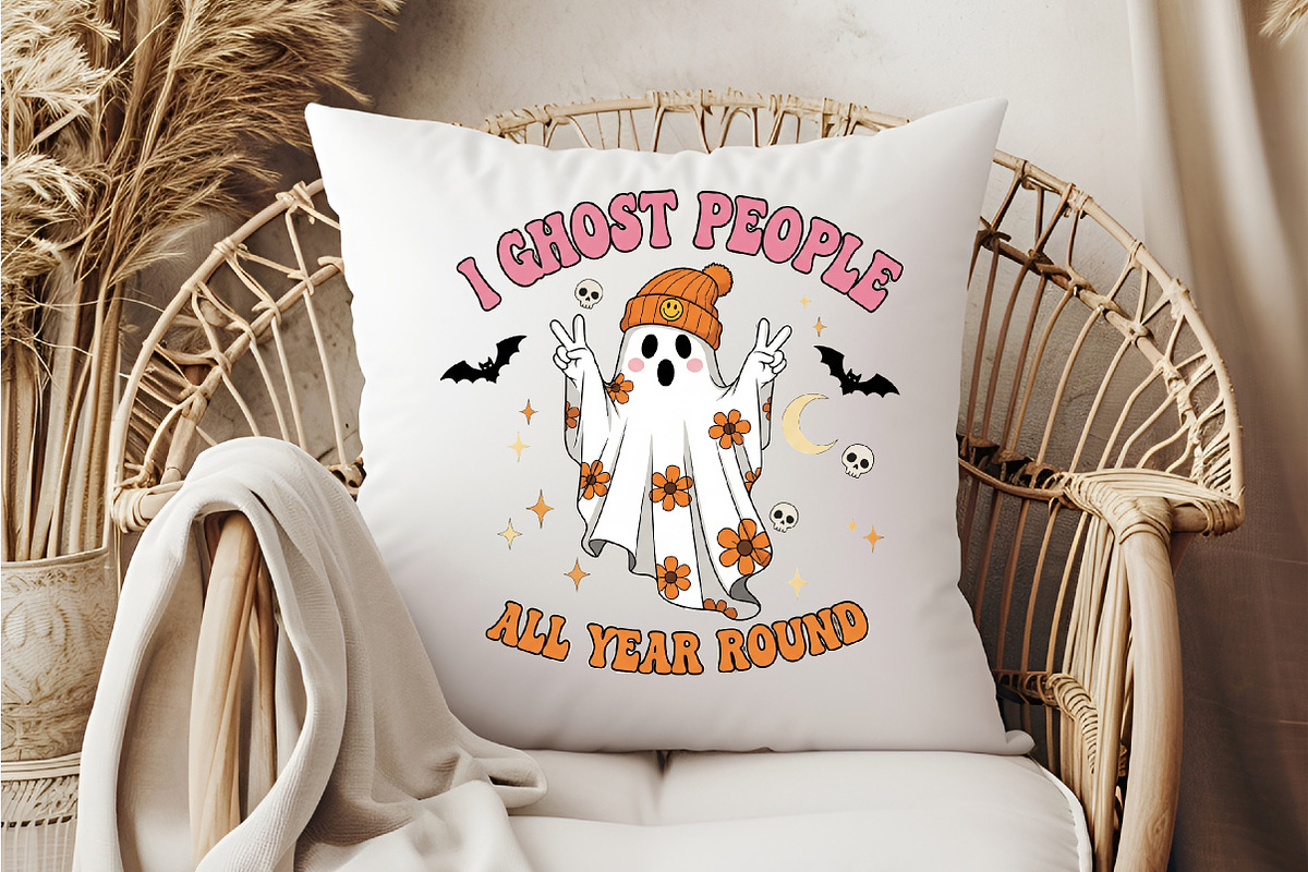 Retro Halloween Ghost PNG Sublimatio, an Illustration by DreamCafeArt (Photo 6 of 7)