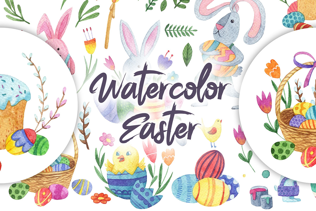 Watercolor bright Easter, a Food Illustration by Kattarina Po (Photo 1 of 9)