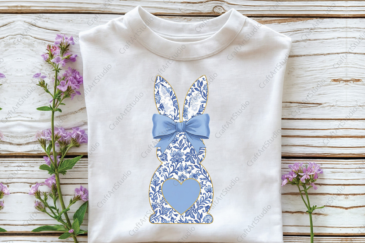 Blue Floral Chinoiserie Bunny Easter, an Illustration by CraftArtStudio (Photo 3 of 4)