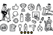 Fitness Equipment Icon Set, an Illustration by designvectx (Thumbnail 3 of 3)