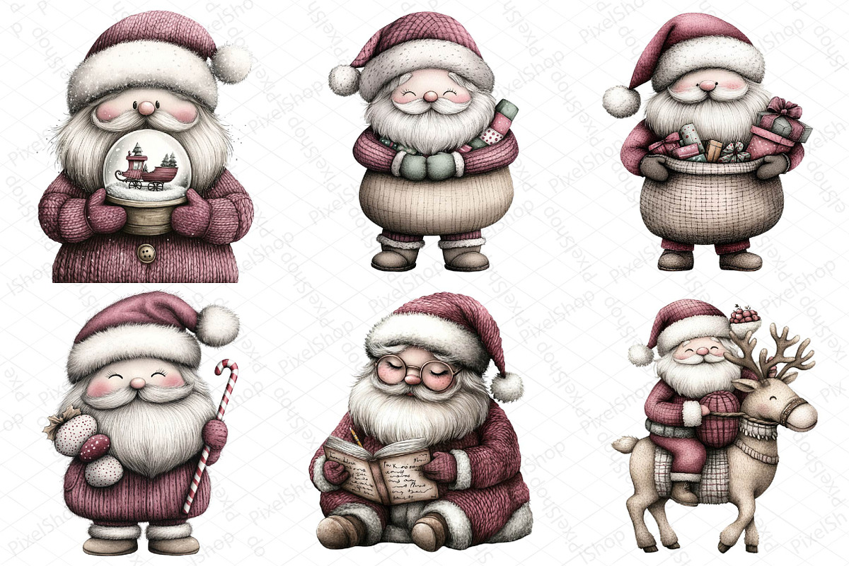 Christmas Whimsical Santa Clipart, an Illustration by DreamPrint404 (Photo 2 of 6)